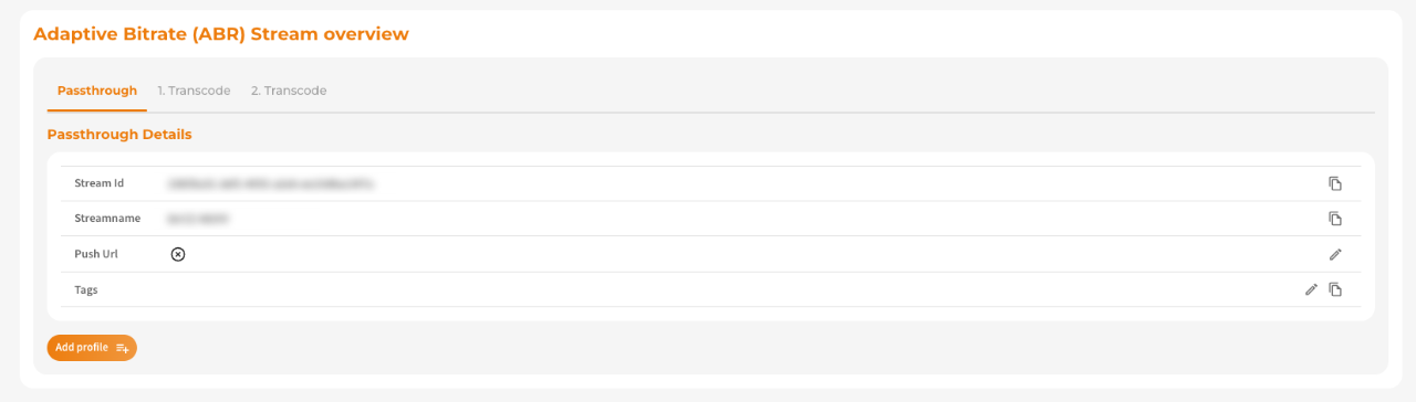 Screenshot: Adaptive Bitrate (ABR) Stream Overview