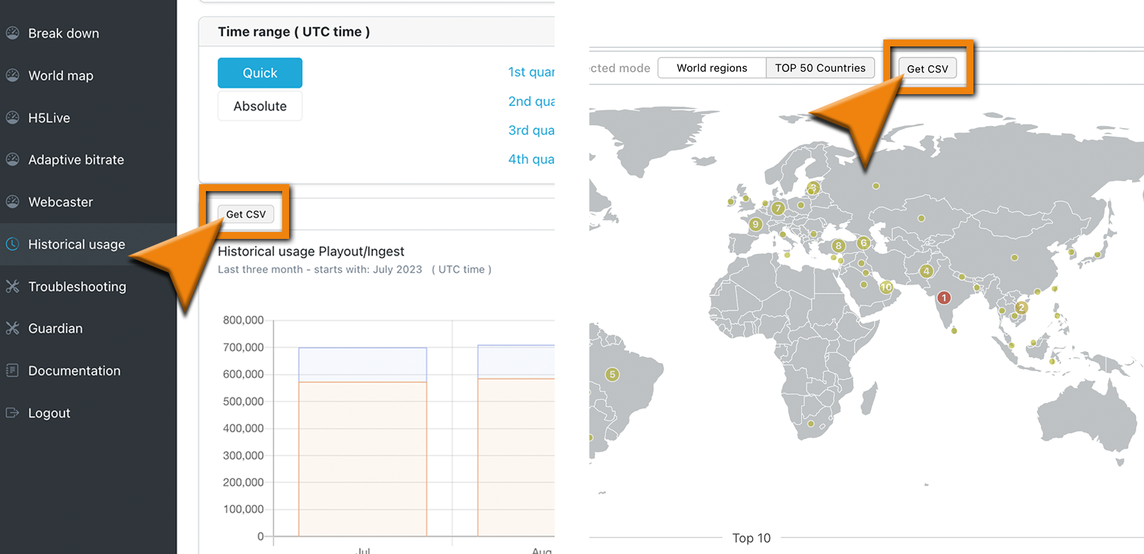 Screenshot: CSV Export