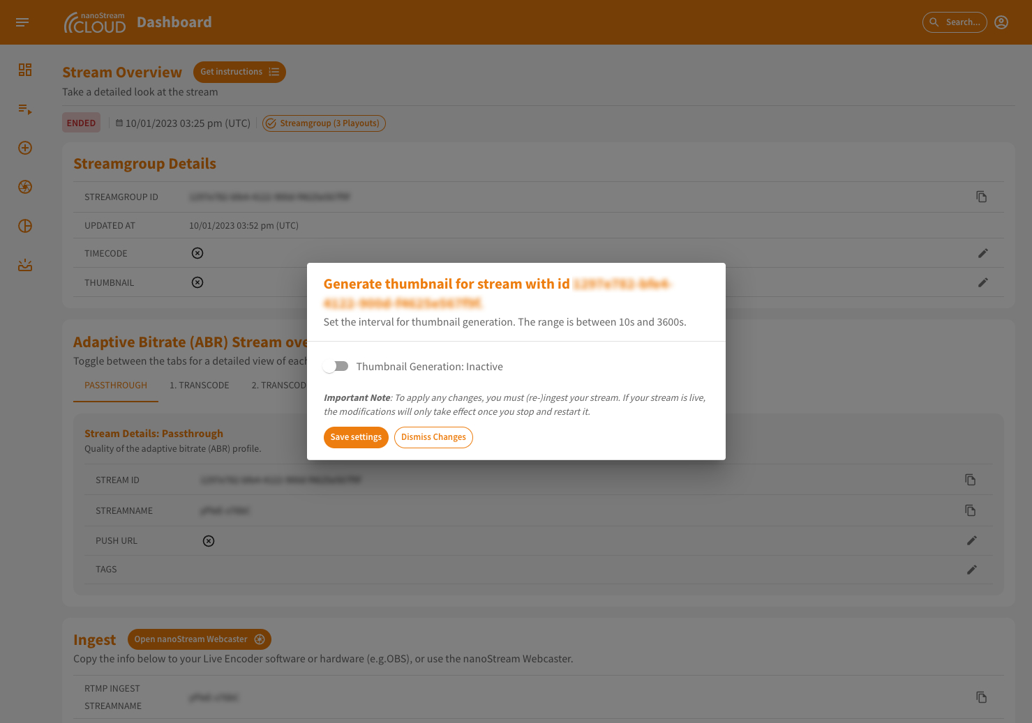 Screenshot: Thumbnail Activation Dialog