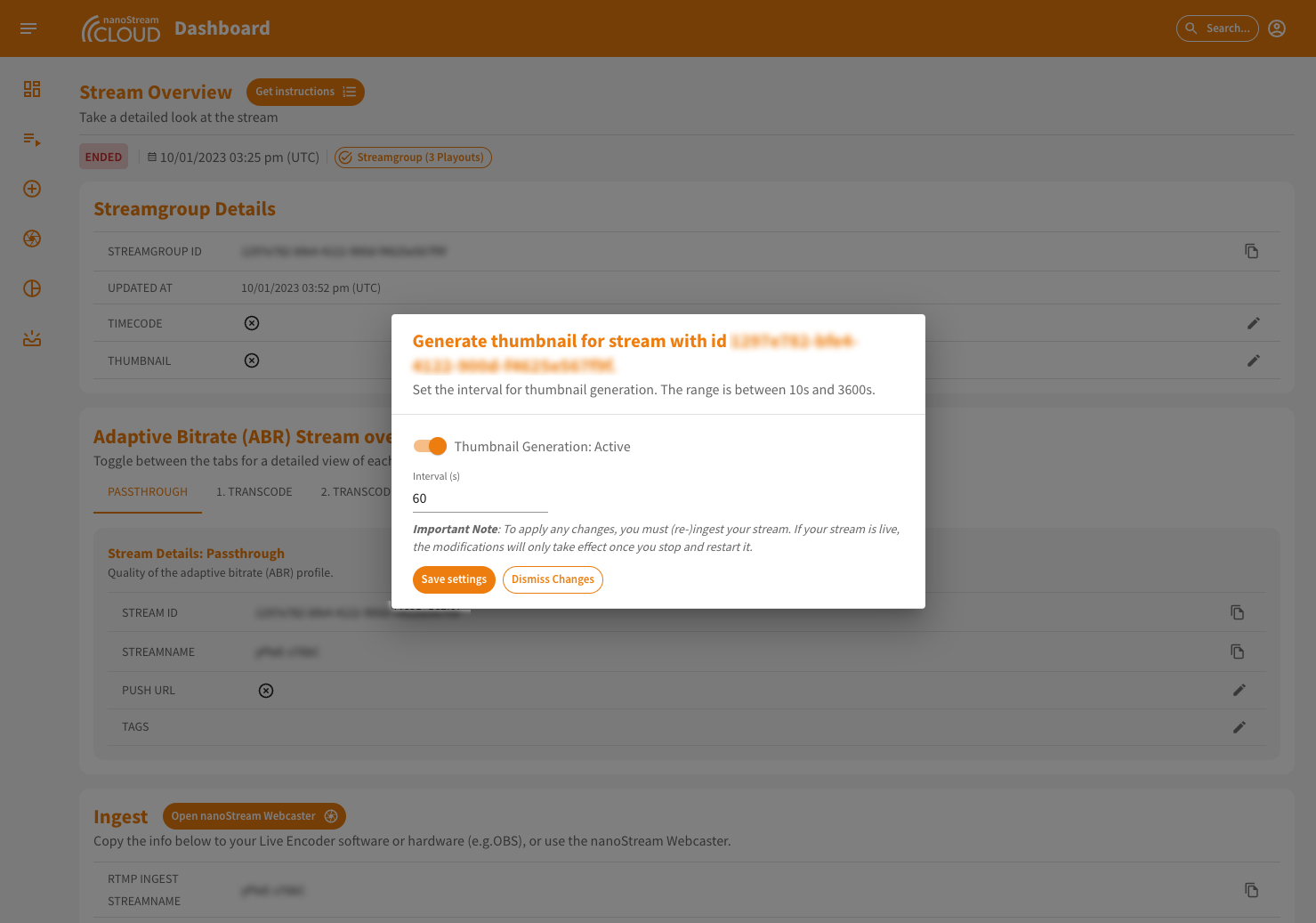 Screenshot: Thumbnail Setup Dialog