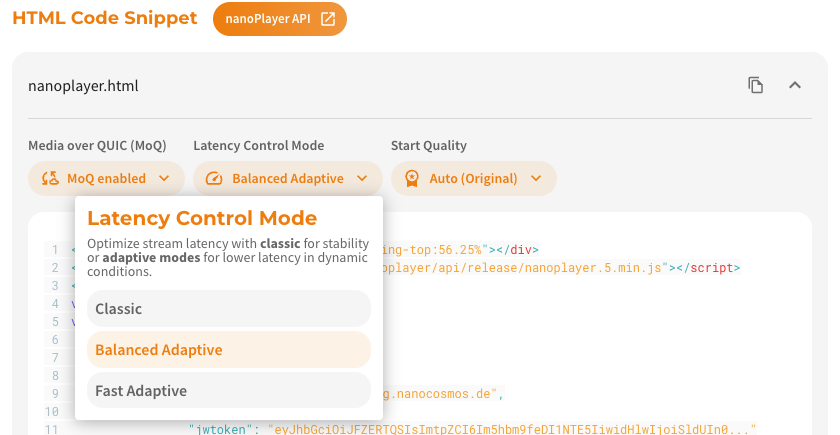 Screenshot: Latency Control Mode