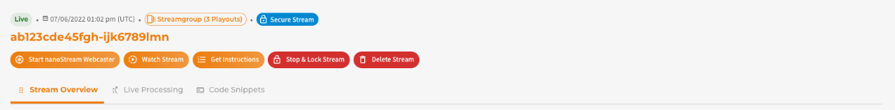 Screenshot: Stream Overview Header